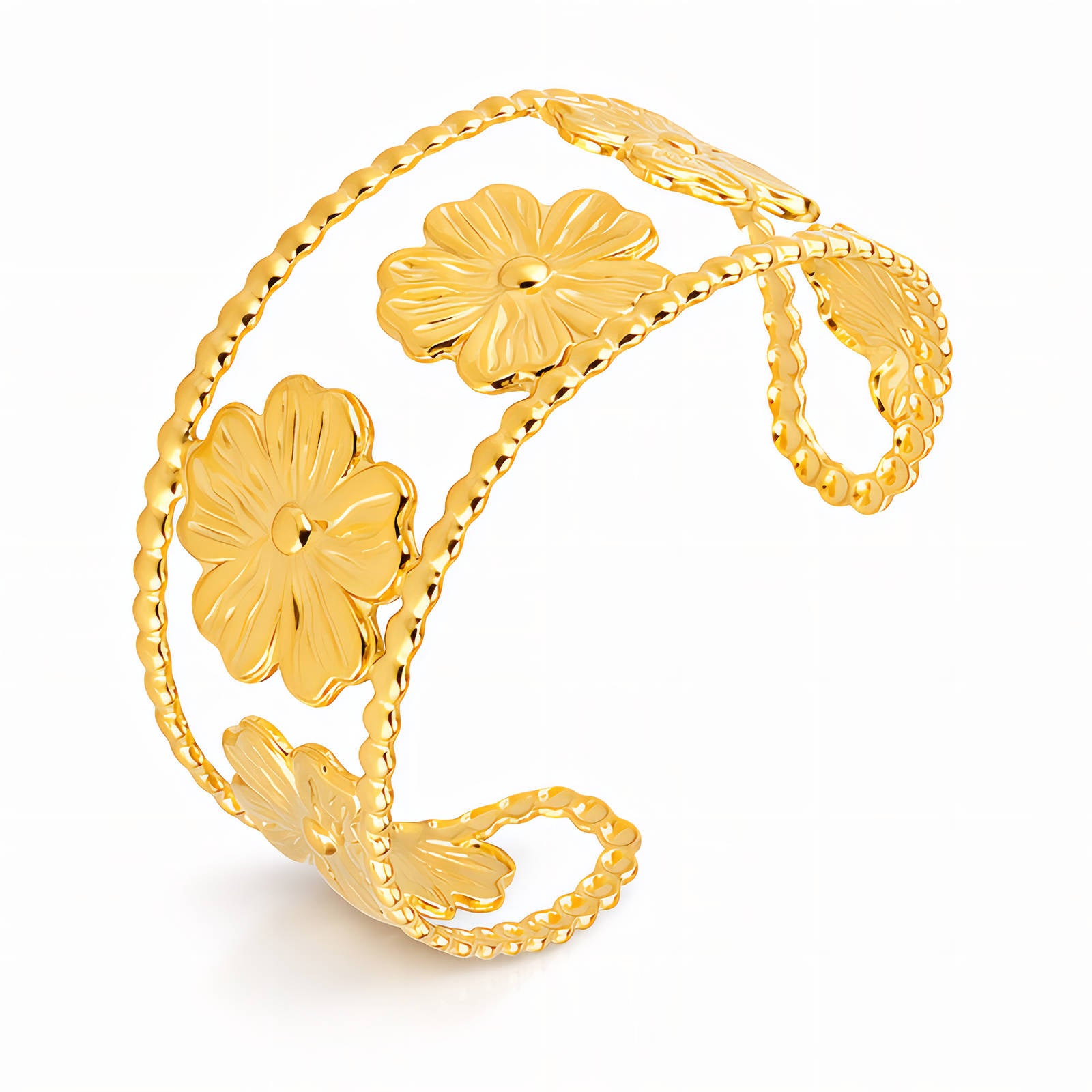 Flower Meadow Bracelet, 18K Gold Plated Steel