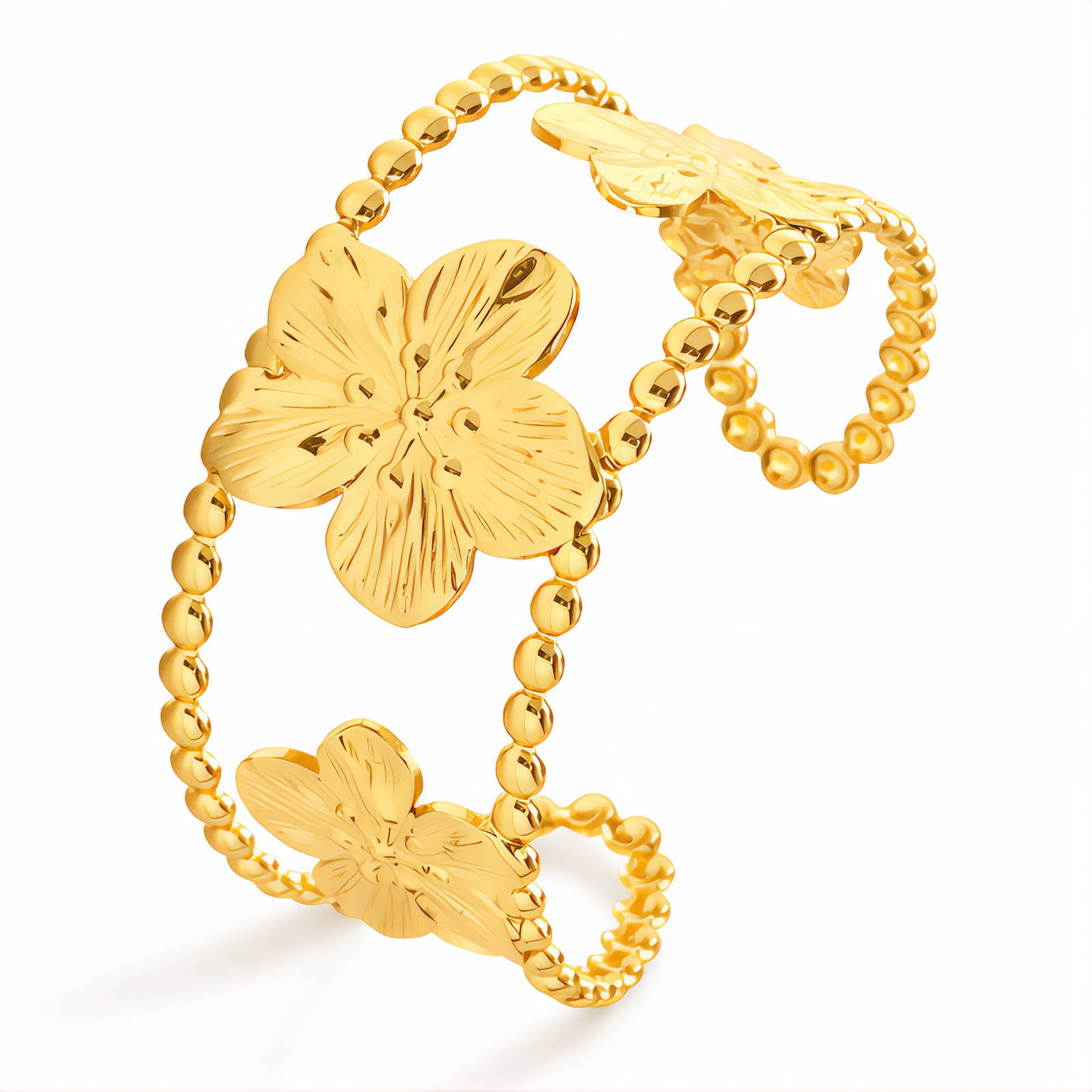 Flower Meadow Bracelet, 18K Gold Plated Steel