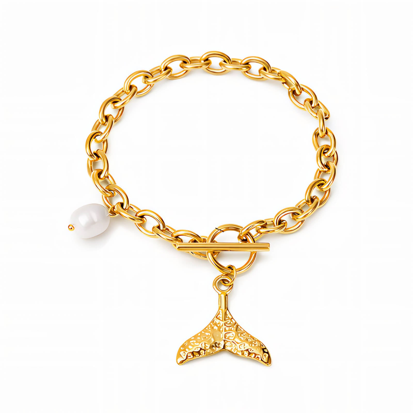 Bracelet, 18K Gold Plated Steel