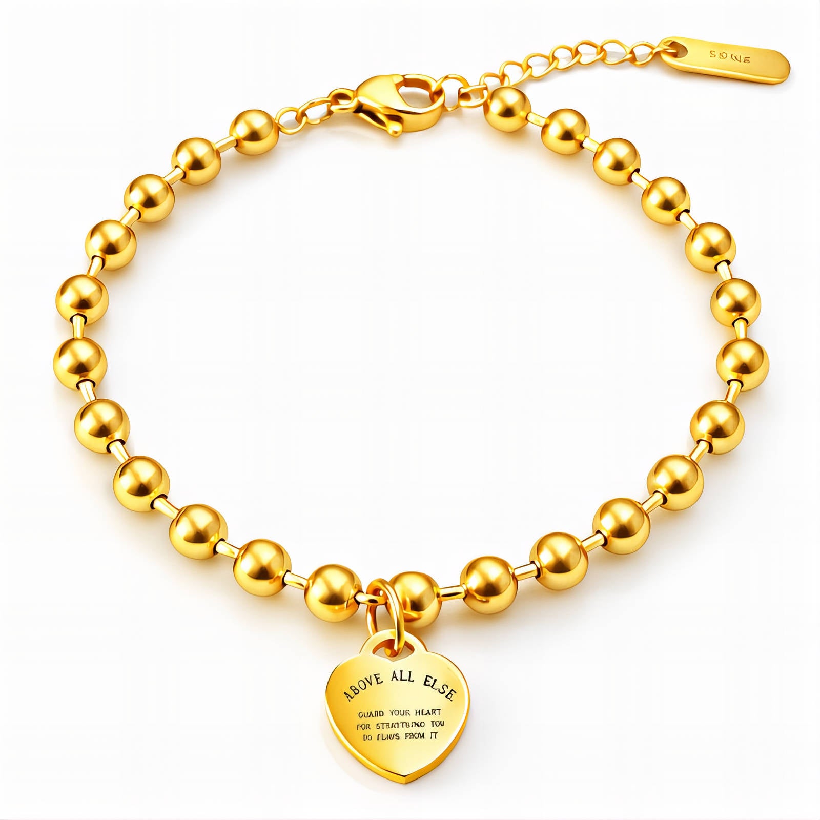 Heart Bracelet, 18K Gold Plated Steel