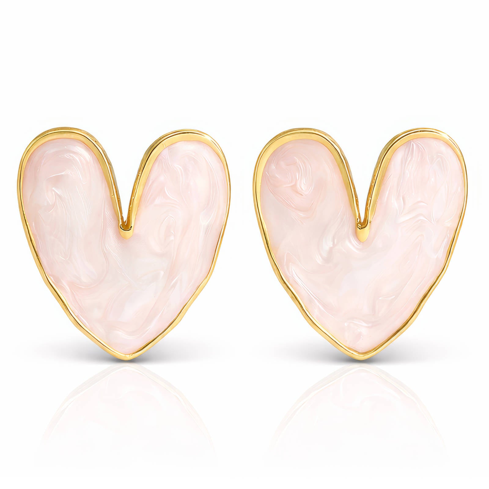 Hearts Earrings, 18K Gold Plated Steel