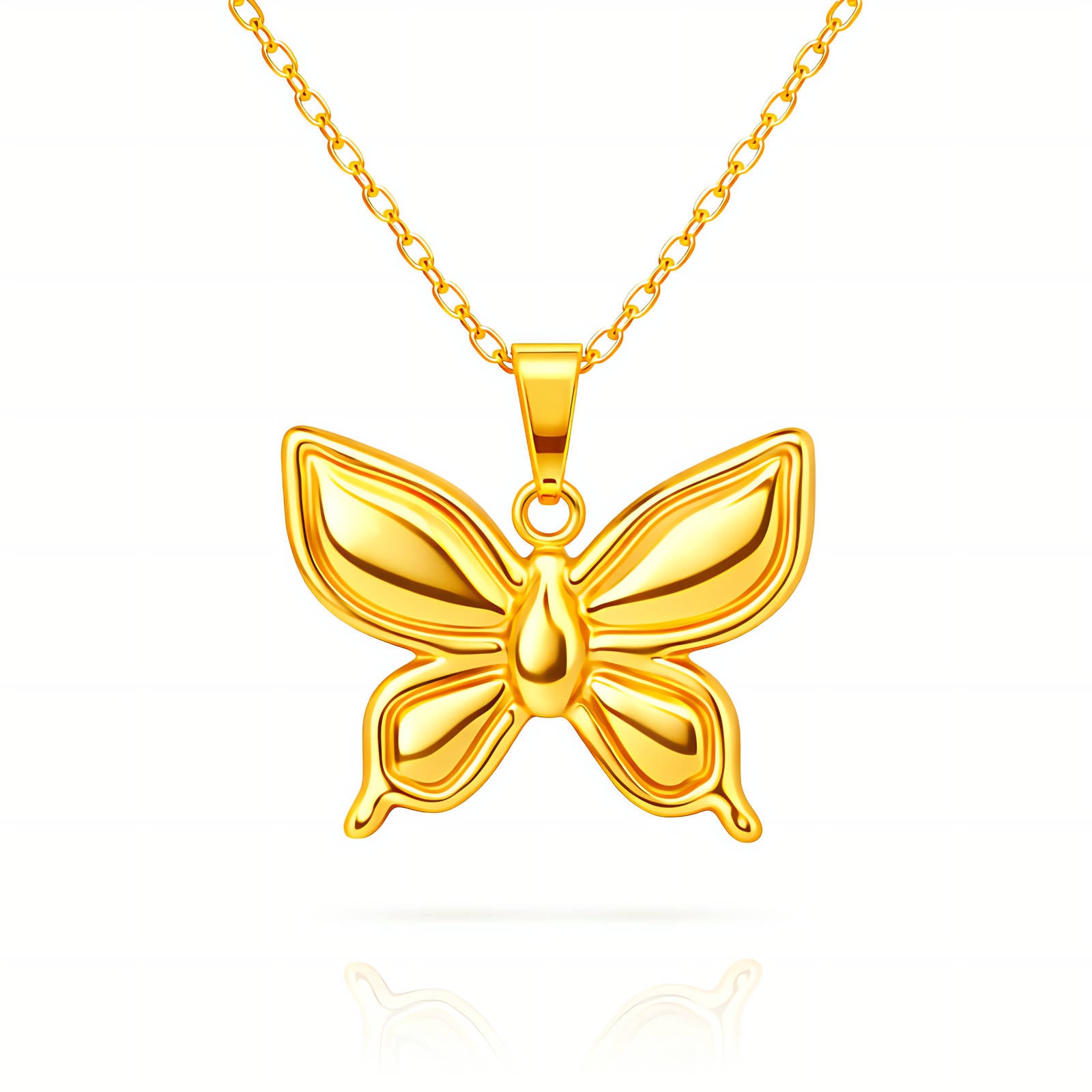 Butterflie Necklace, 18K Gold Plated Steel