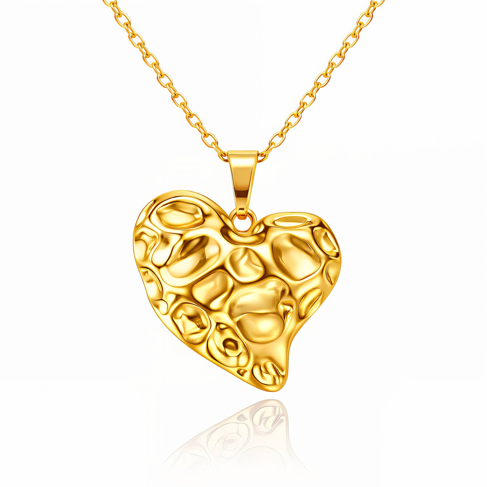 Heart Necklace, 18K Gold Plated Steel