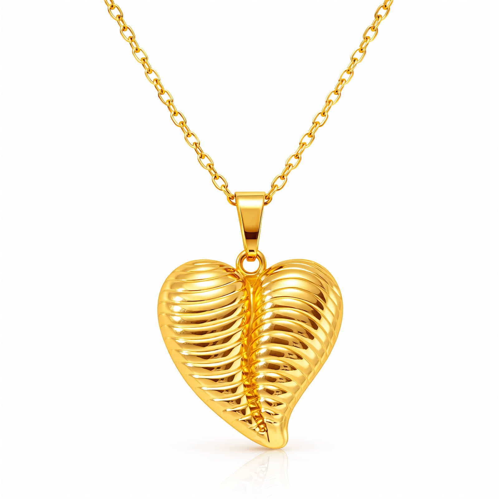 Heart Necklace, 18K Gold Plated Steel