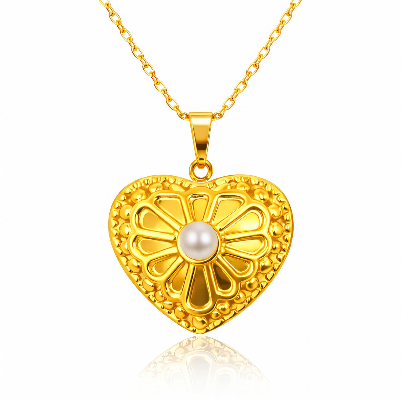 Heart Necklace, 18K Gold Plated Steel