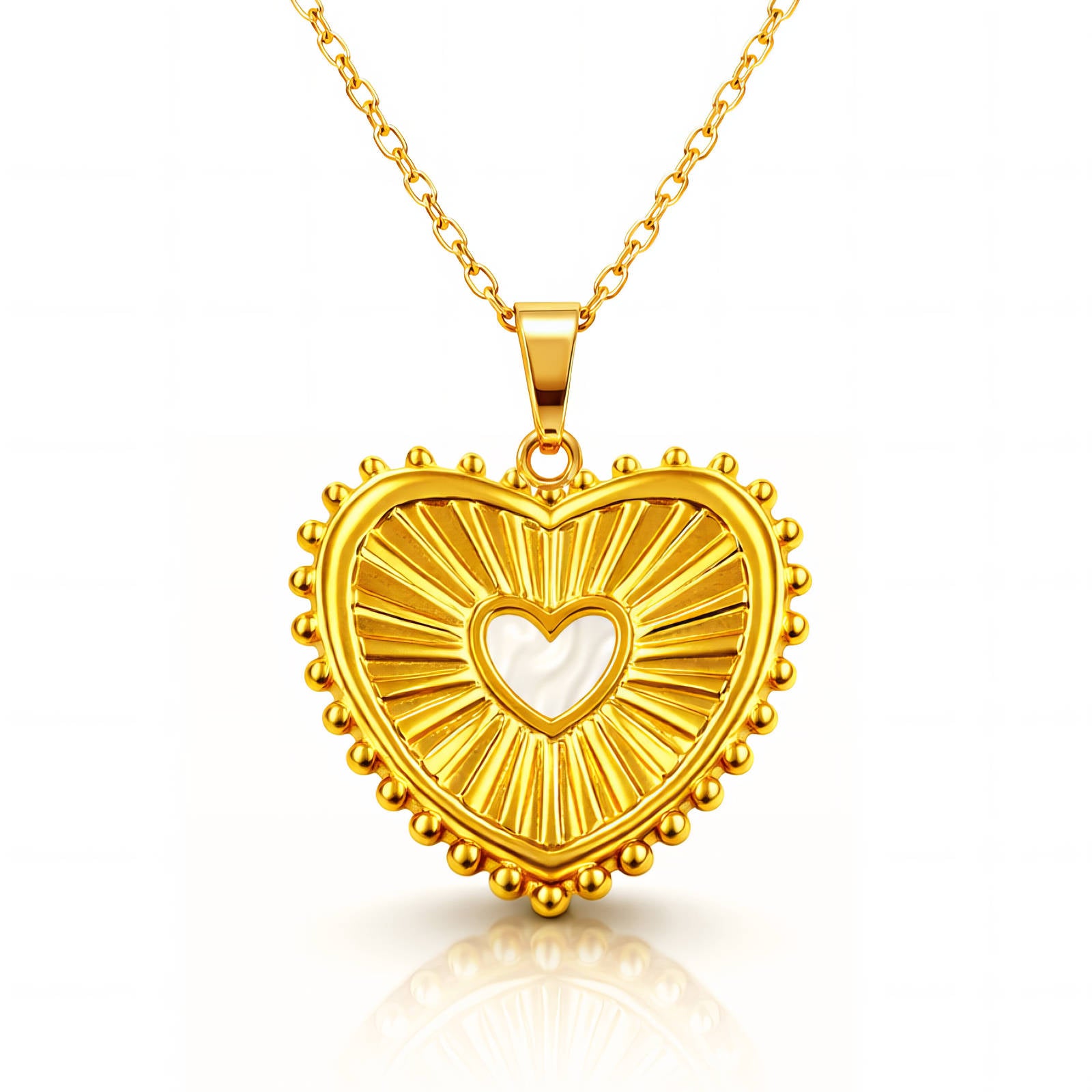 Heart Necklace, 18K Gold Plated Steel