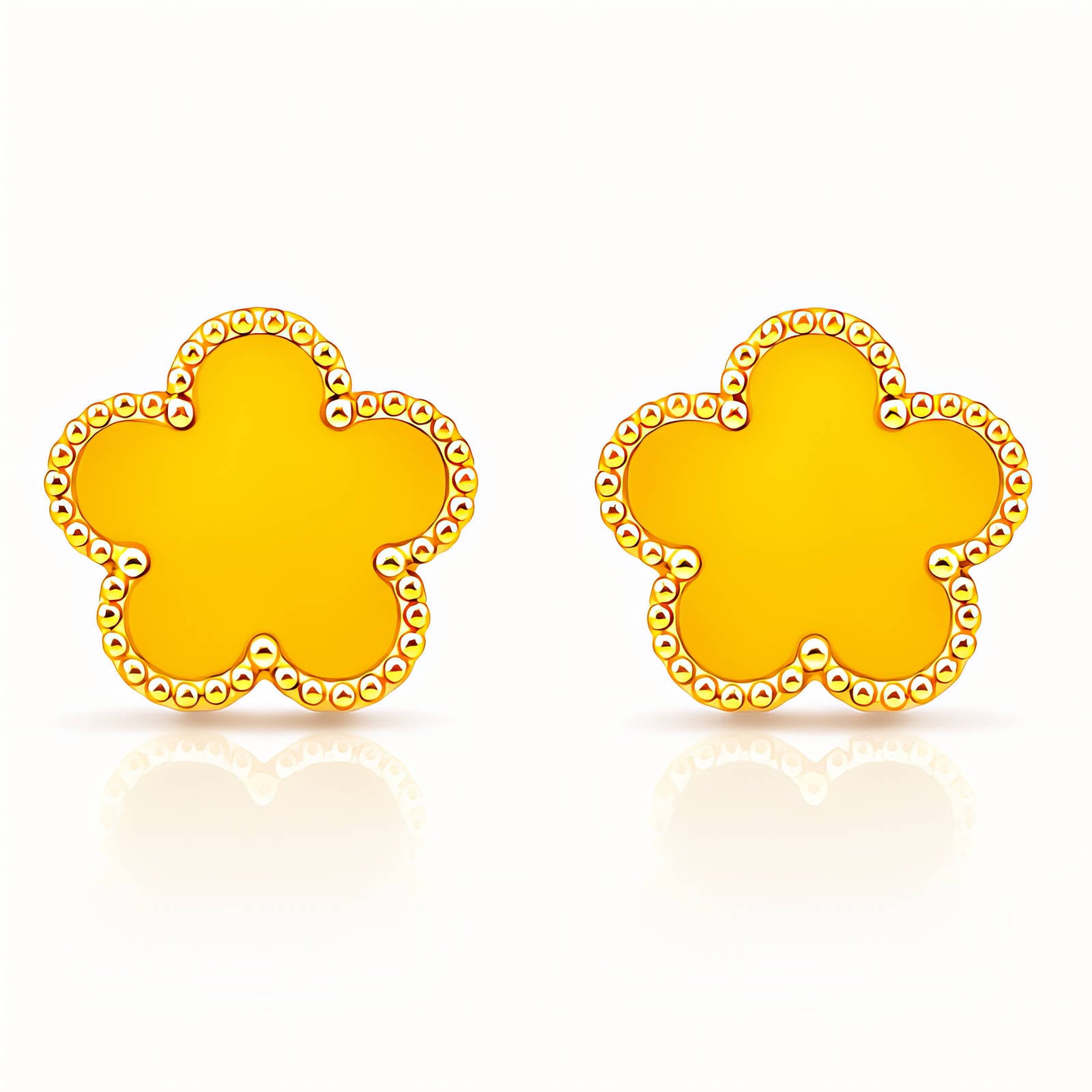 Flowers Earrings, 18K Gold Plated Steel