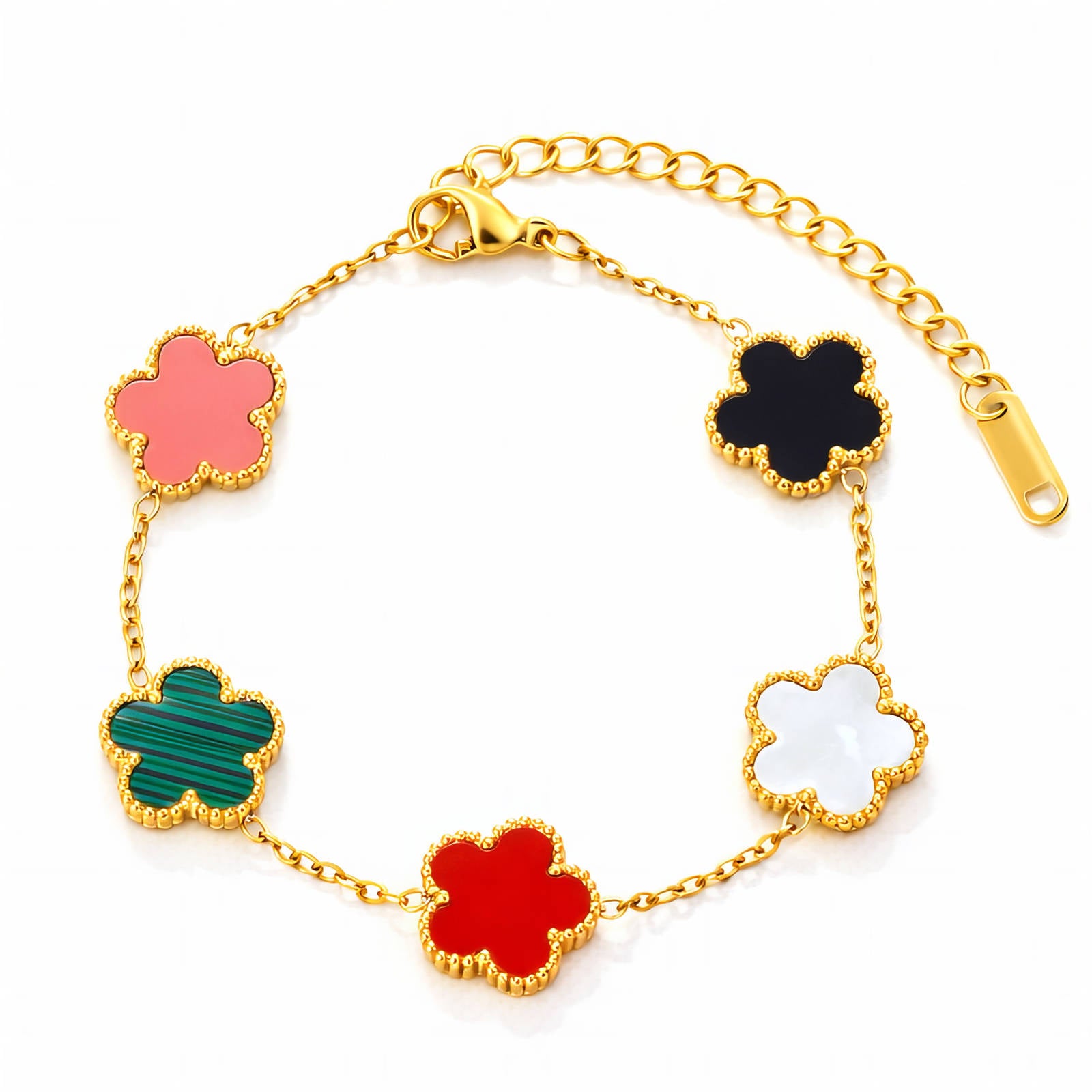 Flower Meadow Bracelet, 18K Gold Plated Steel